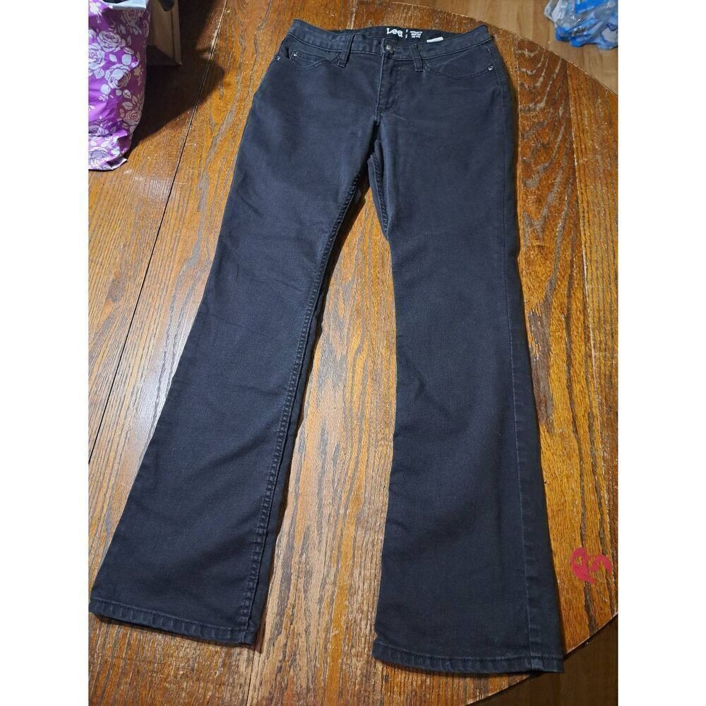 Size 8 Lee Black Denim Jeans Regular Fit Boot Cut Mid Rise Casual Pants